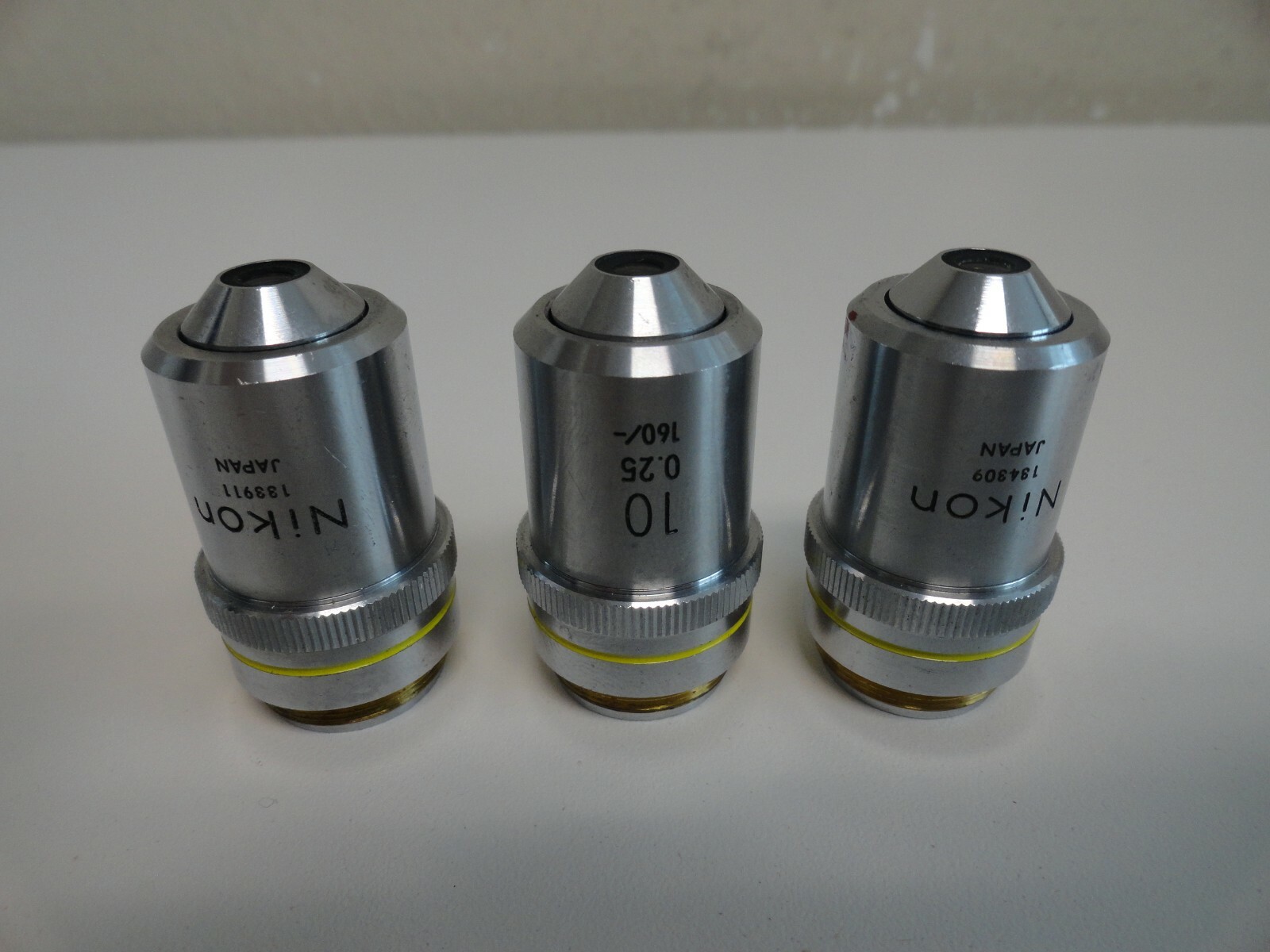 Set of 3 Nikon 10X 0.25 160/- Microscope Objective
