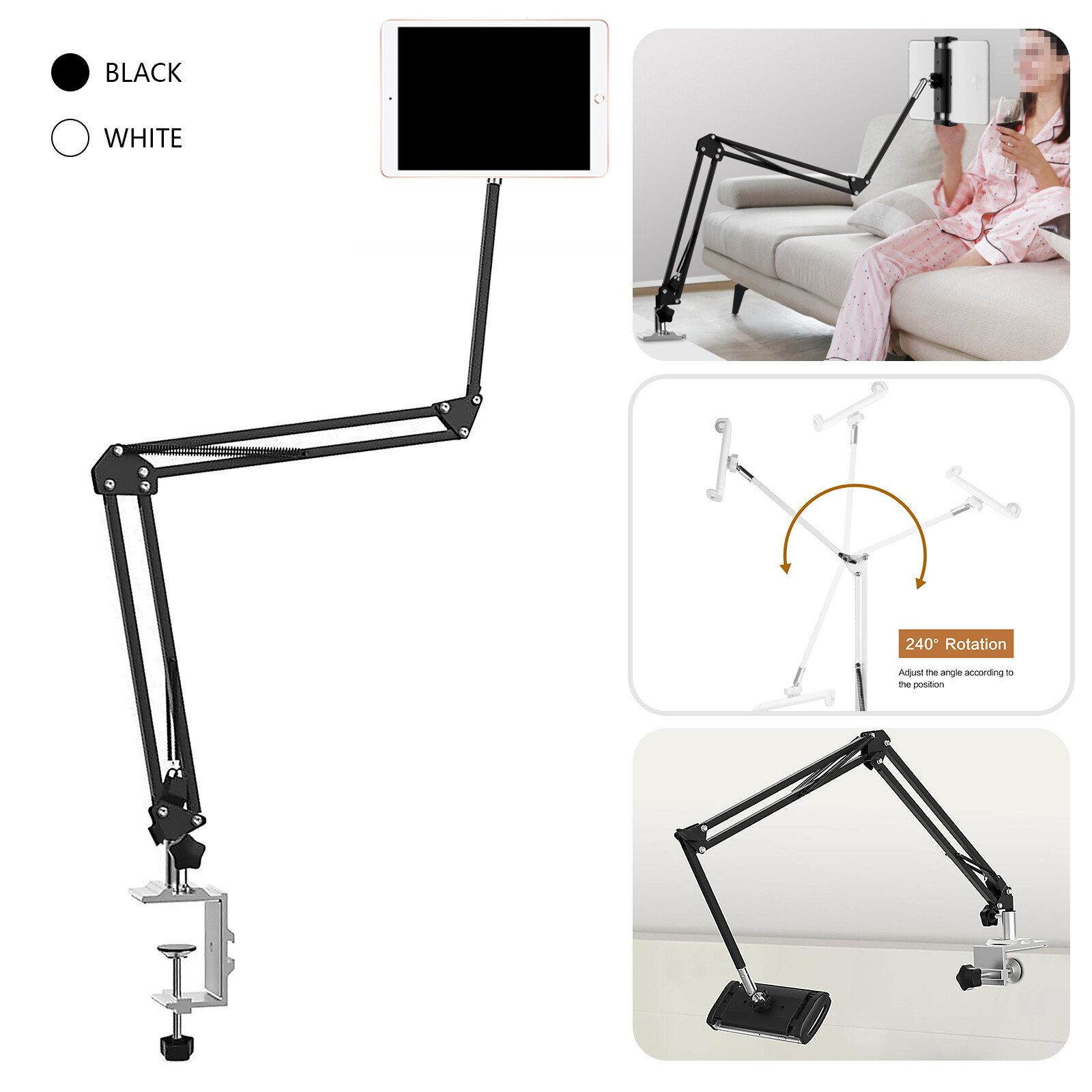 4-13.5'' Tablet Lazy Holder Universal Foldable Flexible Desk Bed for Phone iPad