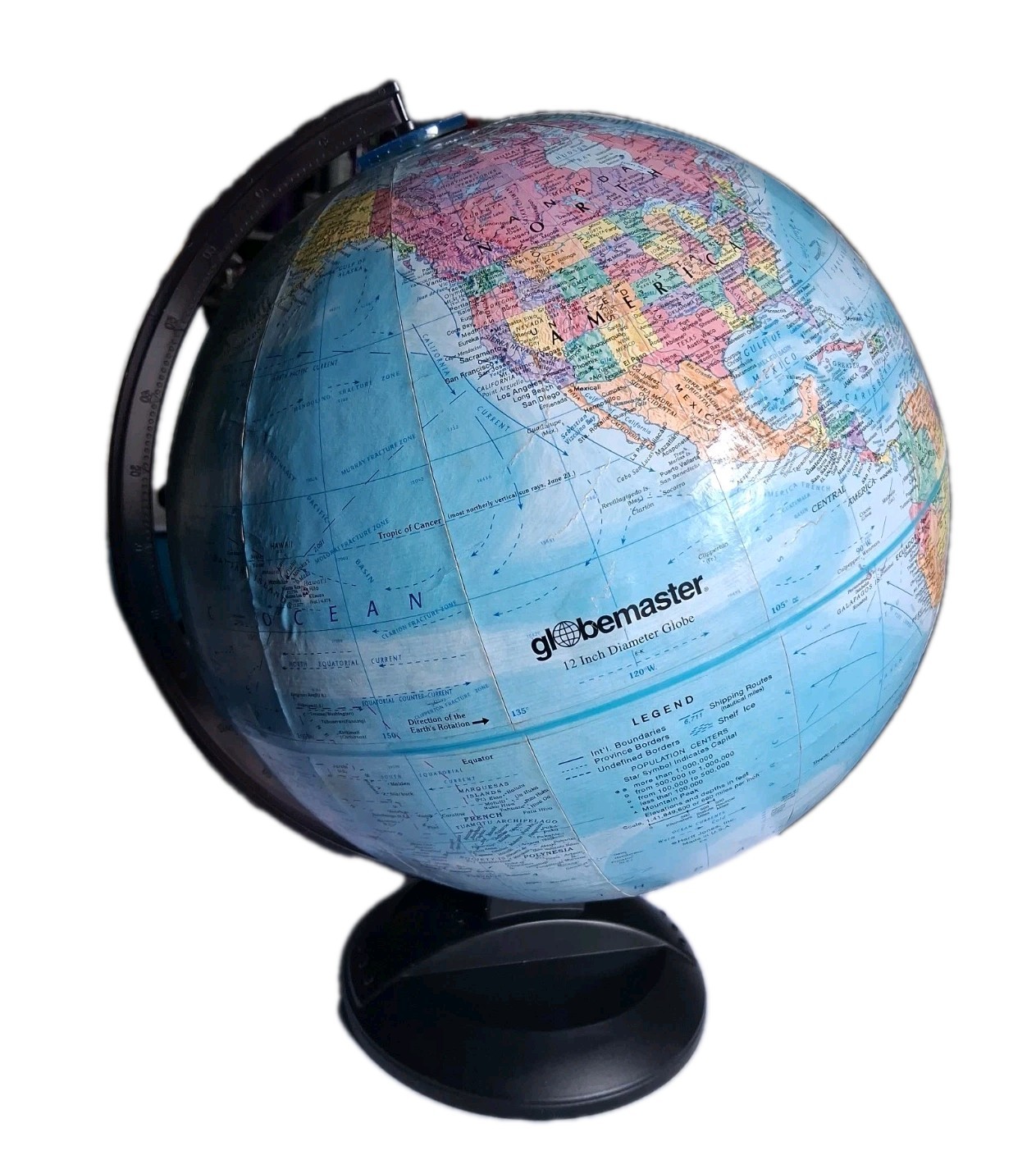 GlobeMaster 12" Tabletop Rotating Multicolor World Globe *see aging As Is*