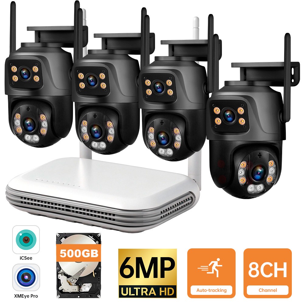 Complete 8CH Wireless Security System 6MP Cameras H.265+ Night Vision 500GB HDD