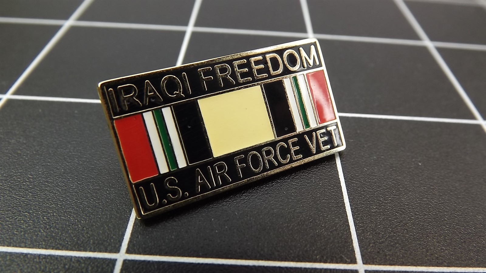 Lapel Pin IRAQI FEEDOM VET U.S. Air Force 1 1/8" ENAMELED FREE SHIP