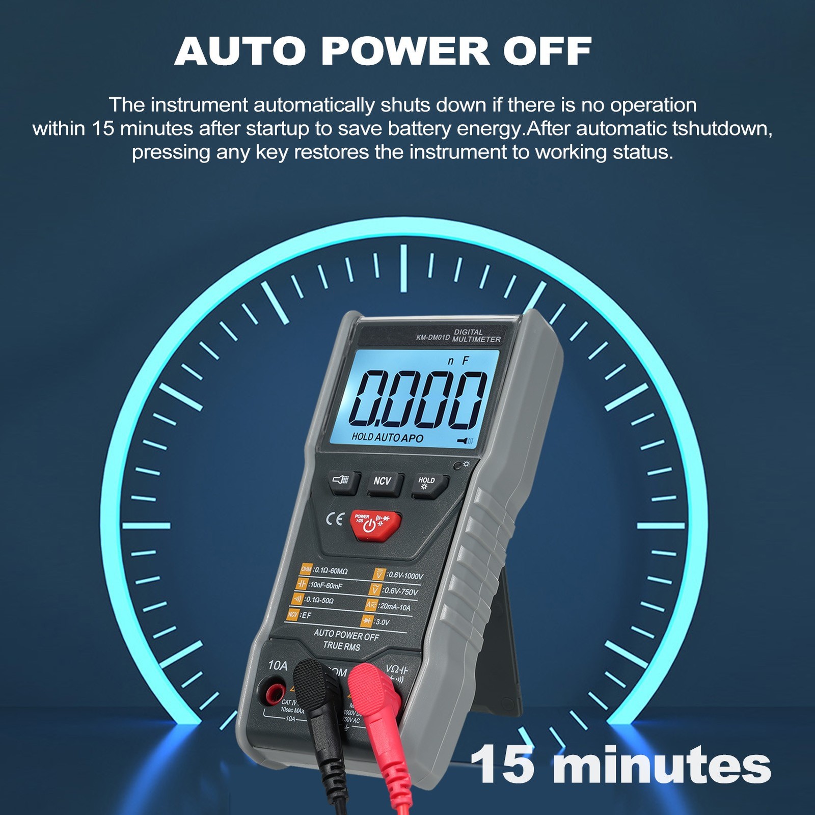 Digital Multimeter Test Jacks With Max Input Marker Sleep Mode After ~15min