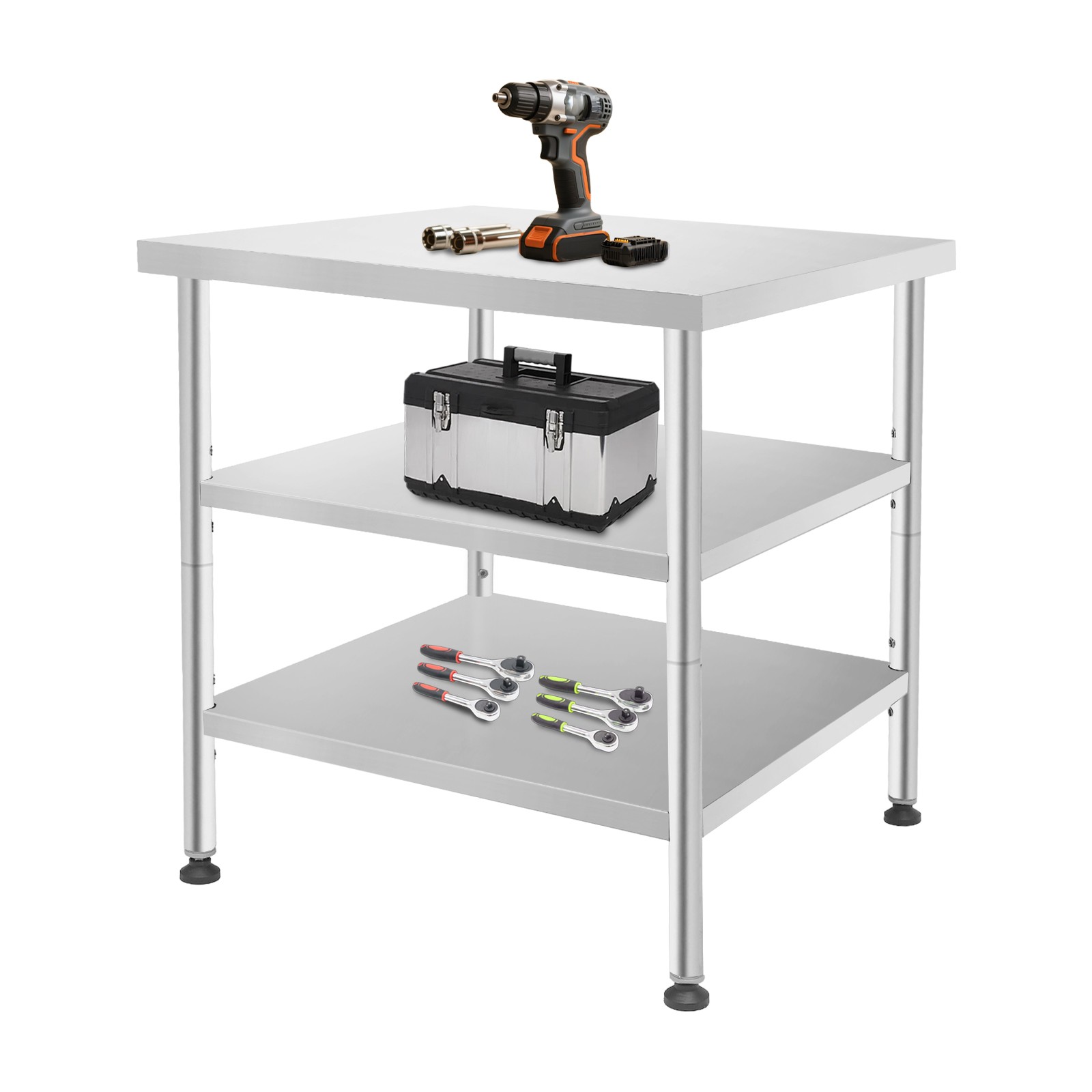 Work Table Commercial Work Table with Adjustable Under Shelves 3-Tier Work Table