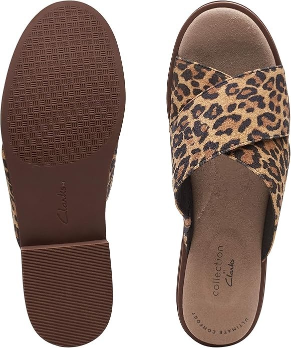 Clarks Declan Ivy Sandal, Tan Leopard Suede