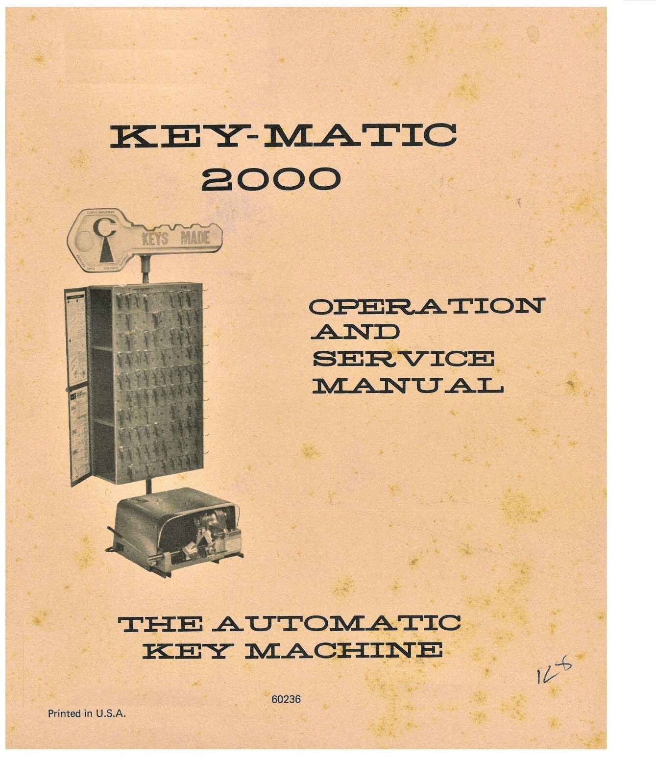 Owner's Service Manual for CURTIS INDUSTRIES Key-Matic  2000 KEY CUTTING MACHINE