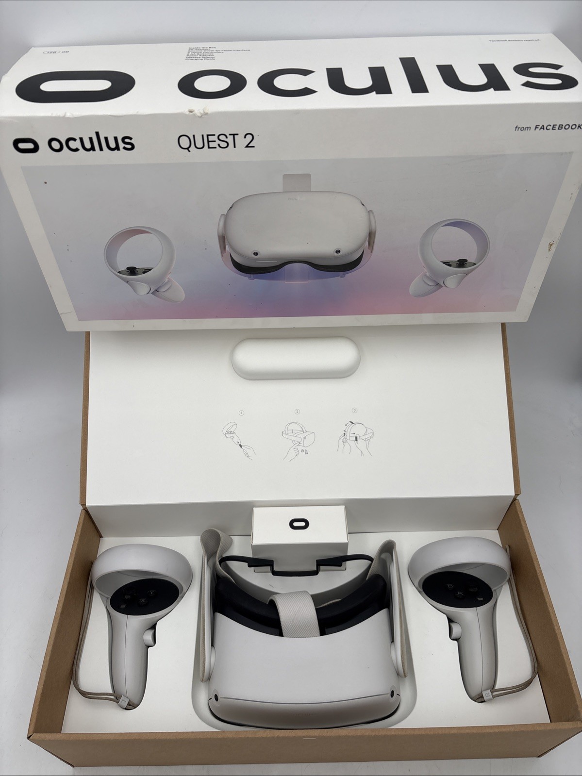 Meta Oculus Quest 2 128GB VR Headset w/Controllers & Box, Factory Reset Cleaned