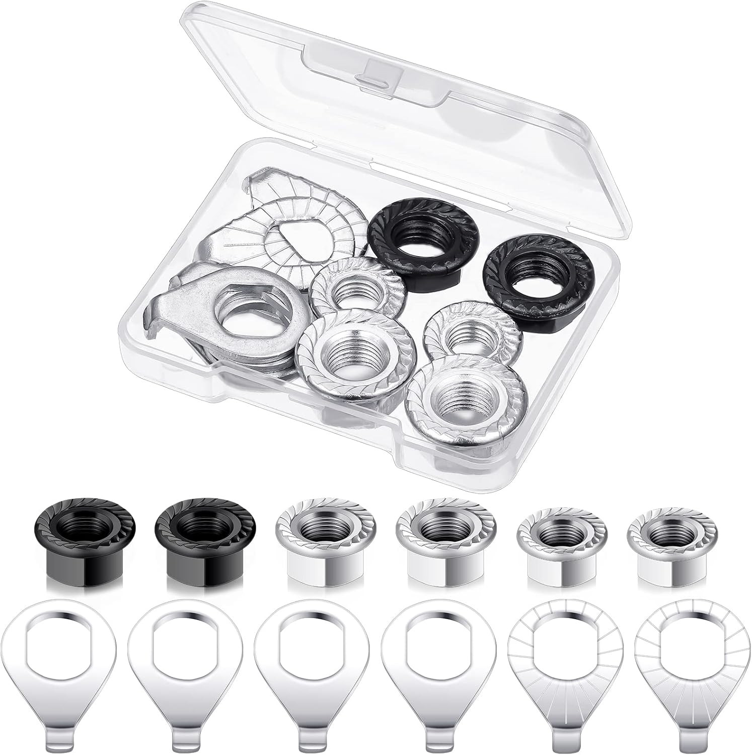 12 Bike Wheel Axle Nut & Washer Kit Flange Nuts Hub Parts MTB Road