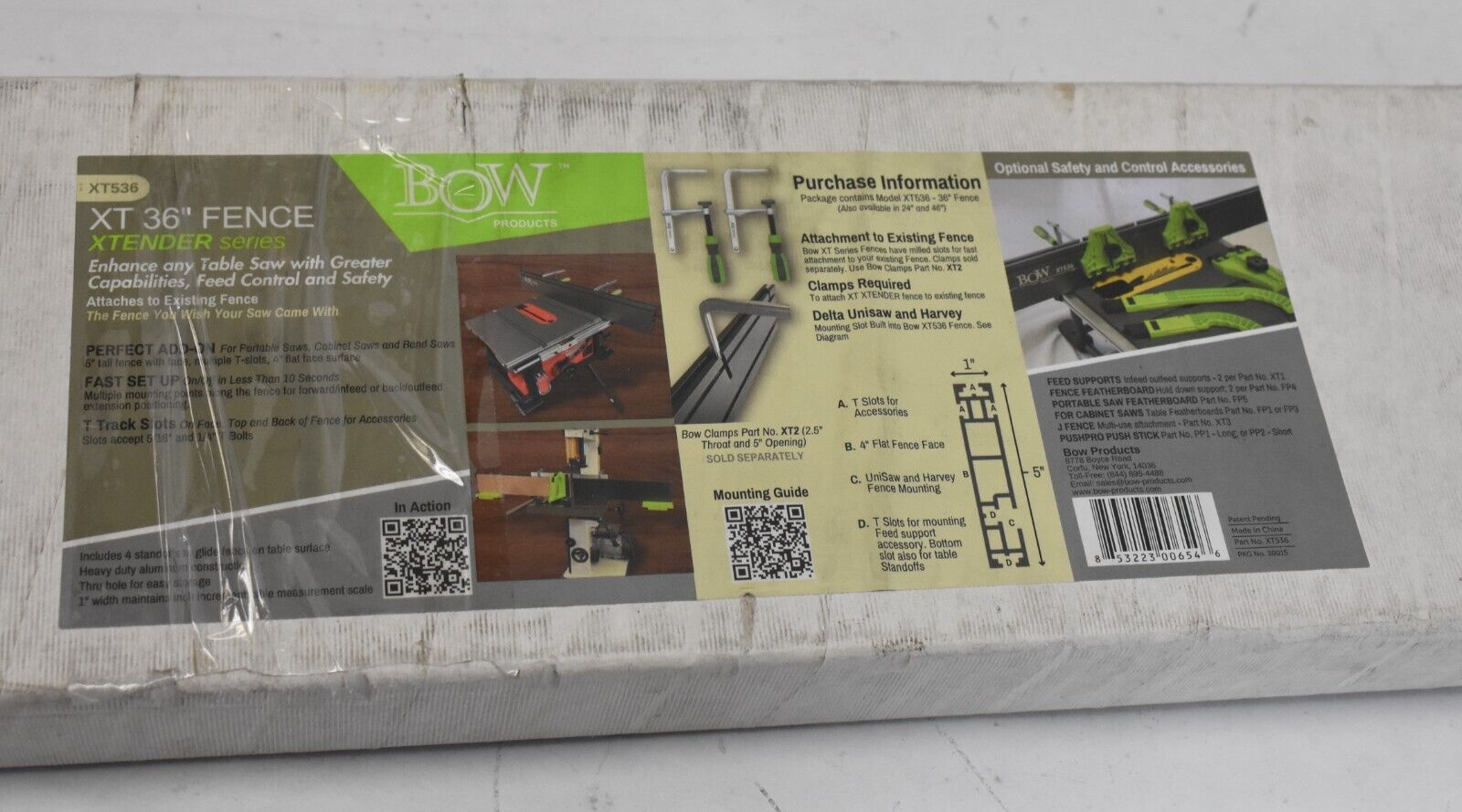 BOW Products XT 36" Fence T-Track Table Fence System w/ Multipurpose XT536