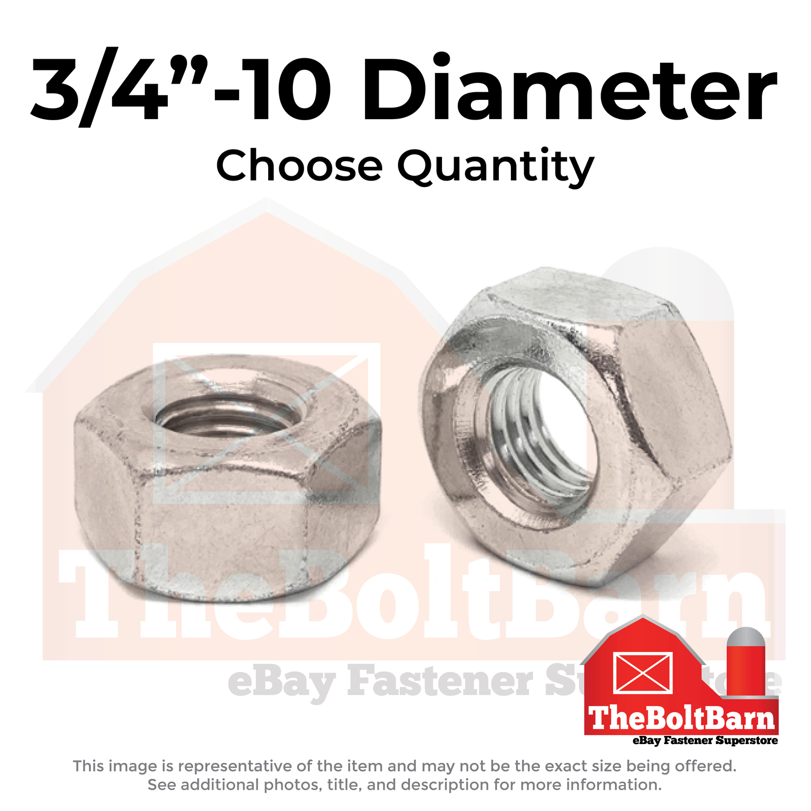 3/4"-10 Stainless Steel Heavy Hex Nuts (Choose Qty)