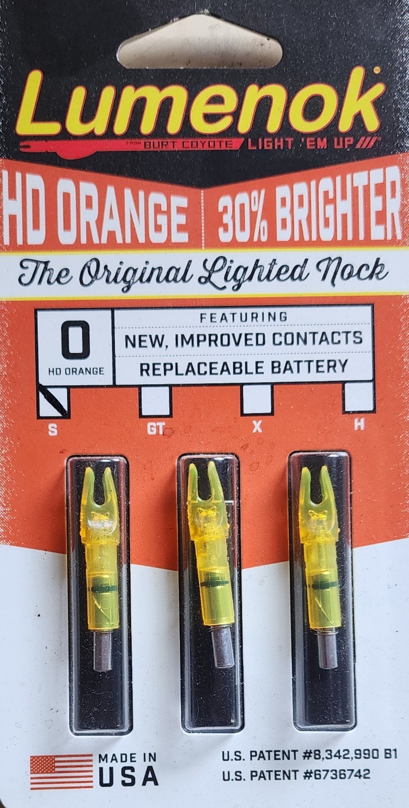 Lumenok HD Orange Lighted nock size s
