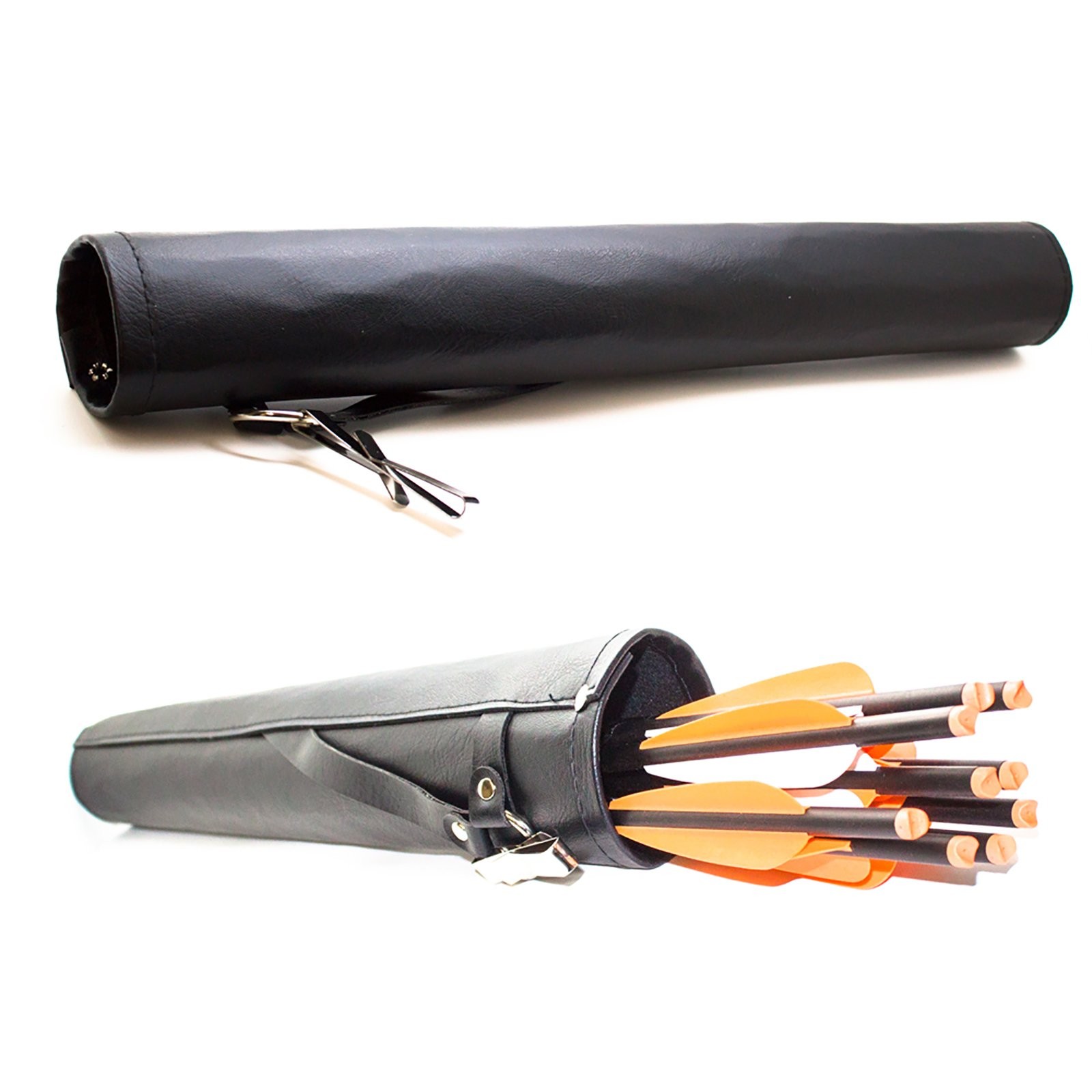 SAS Leather Tube Hip Quiver Arrow Holder with Belt Clip Black