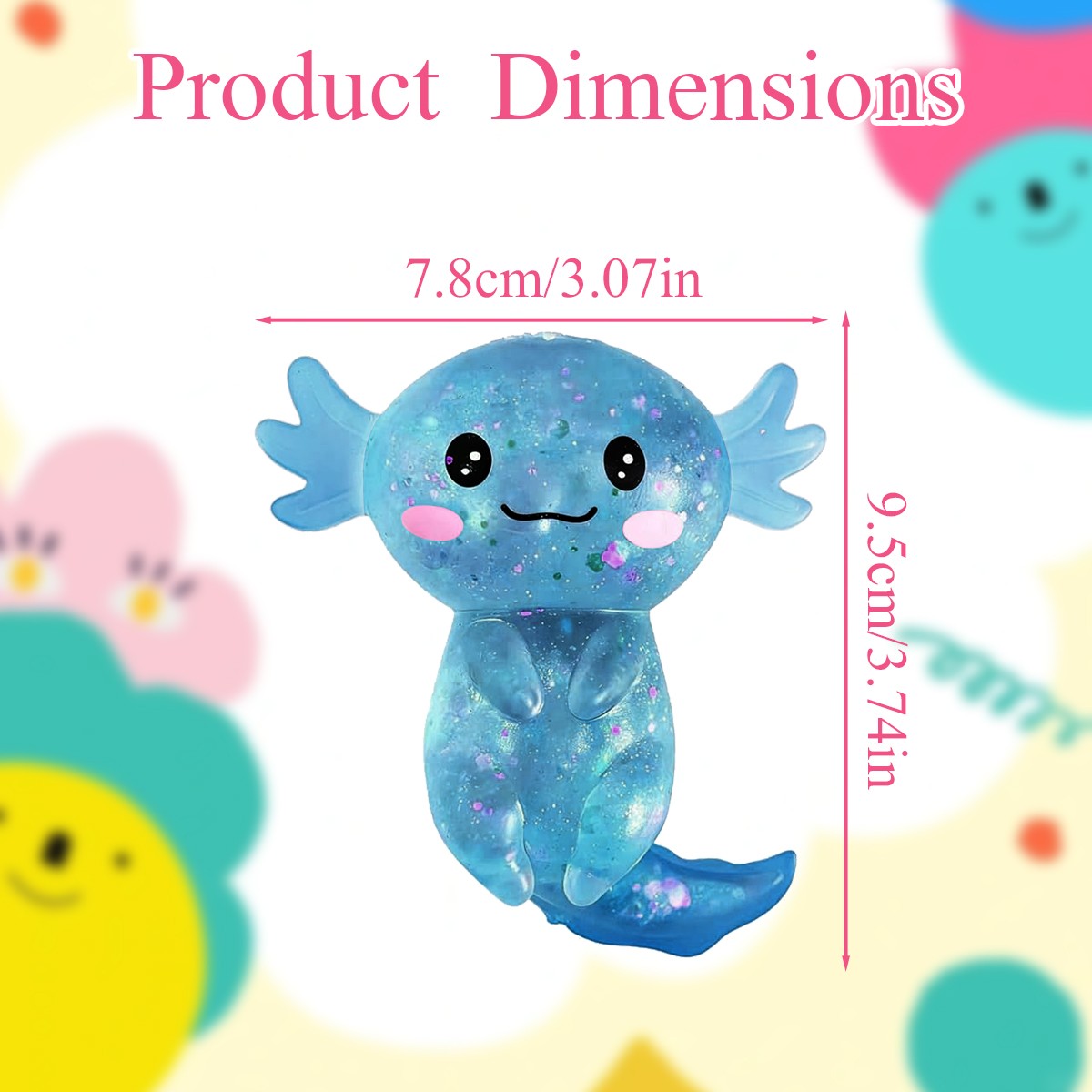 Axolotl Squishy Stress Relief Toy Glitter Cute Malt Sugar Fidget Toys for Kids