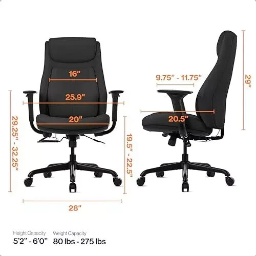 WELLNEWLIFE Posturelift Ergonomic Office Chair WNO-0002BL – BLACK