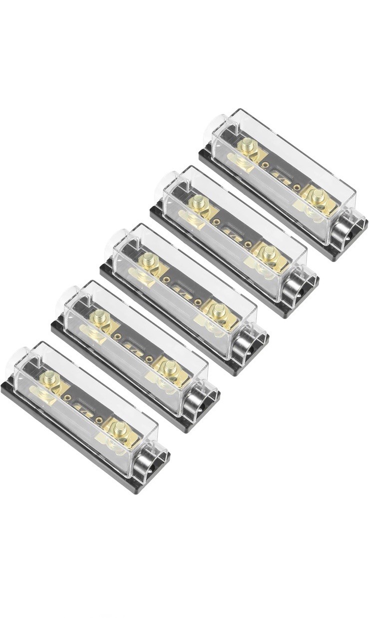 5pcs Car Audio 200A Fuse 0 4 8 Gauge Inline ANL Fuse Holder Clear Black Block