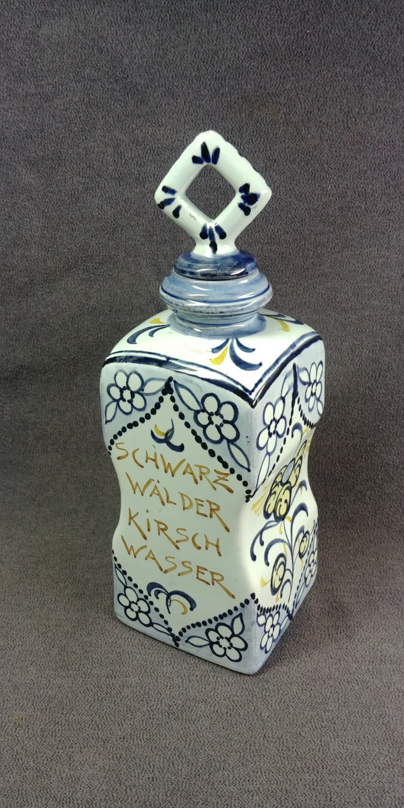 1900s Decanter Georg Schmider German Majolica Black Forest Zell Kirsch Stopper