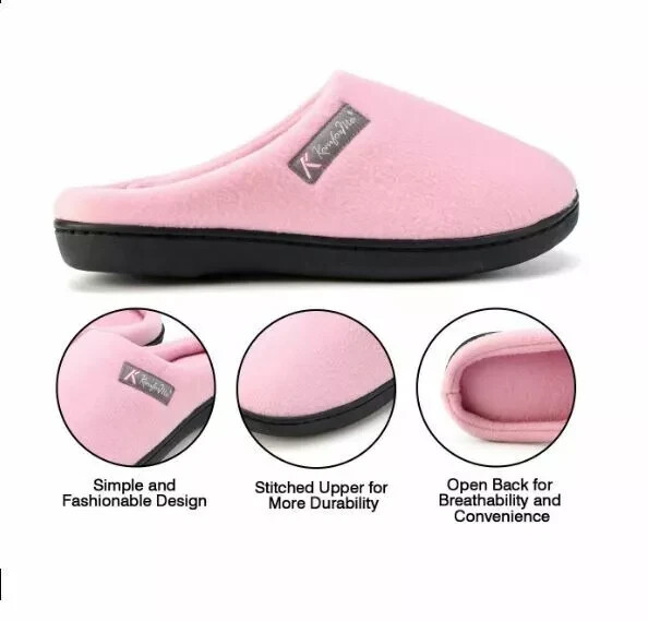 WOMEN MEMORY FOAM WARM FLEECE SLIPPERS ANTI-SKID BREATHABLE SOLE INDOOR & HOME