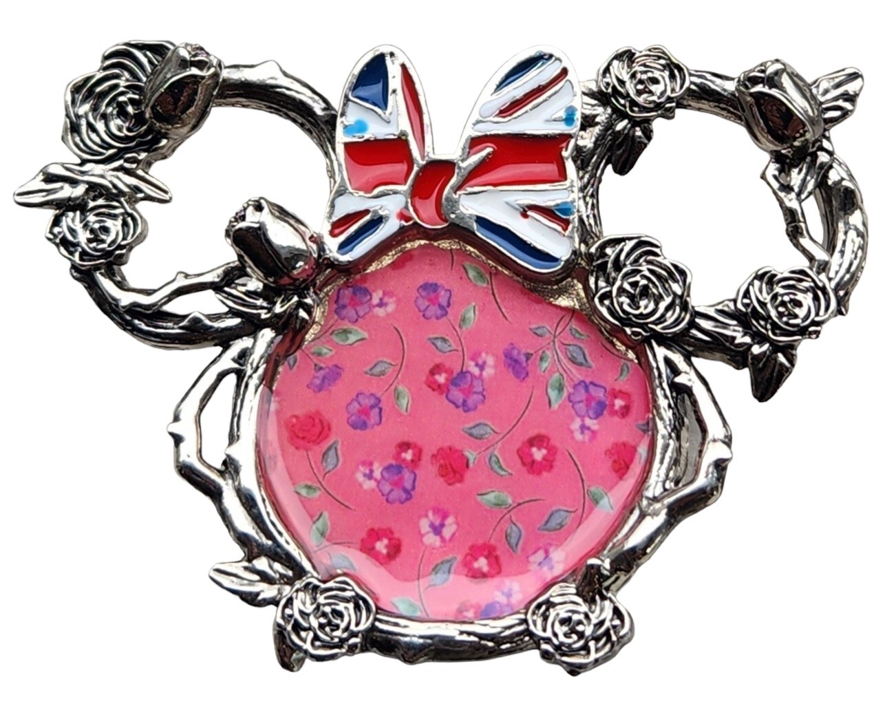 Disney Parks Epcot World Showcase United Kingdom Flowers Minnie Ear Metal Magnet