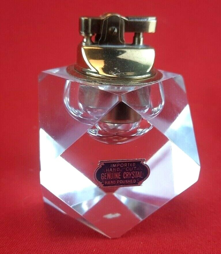 Beautiful Heavy Estate Find Imported Crystal Hand Cut and Polished Lighter