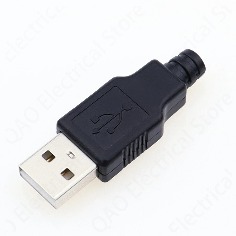 10pcs USB Male Connector Type-A Cable Replacement Plug with Black Plastic Cover