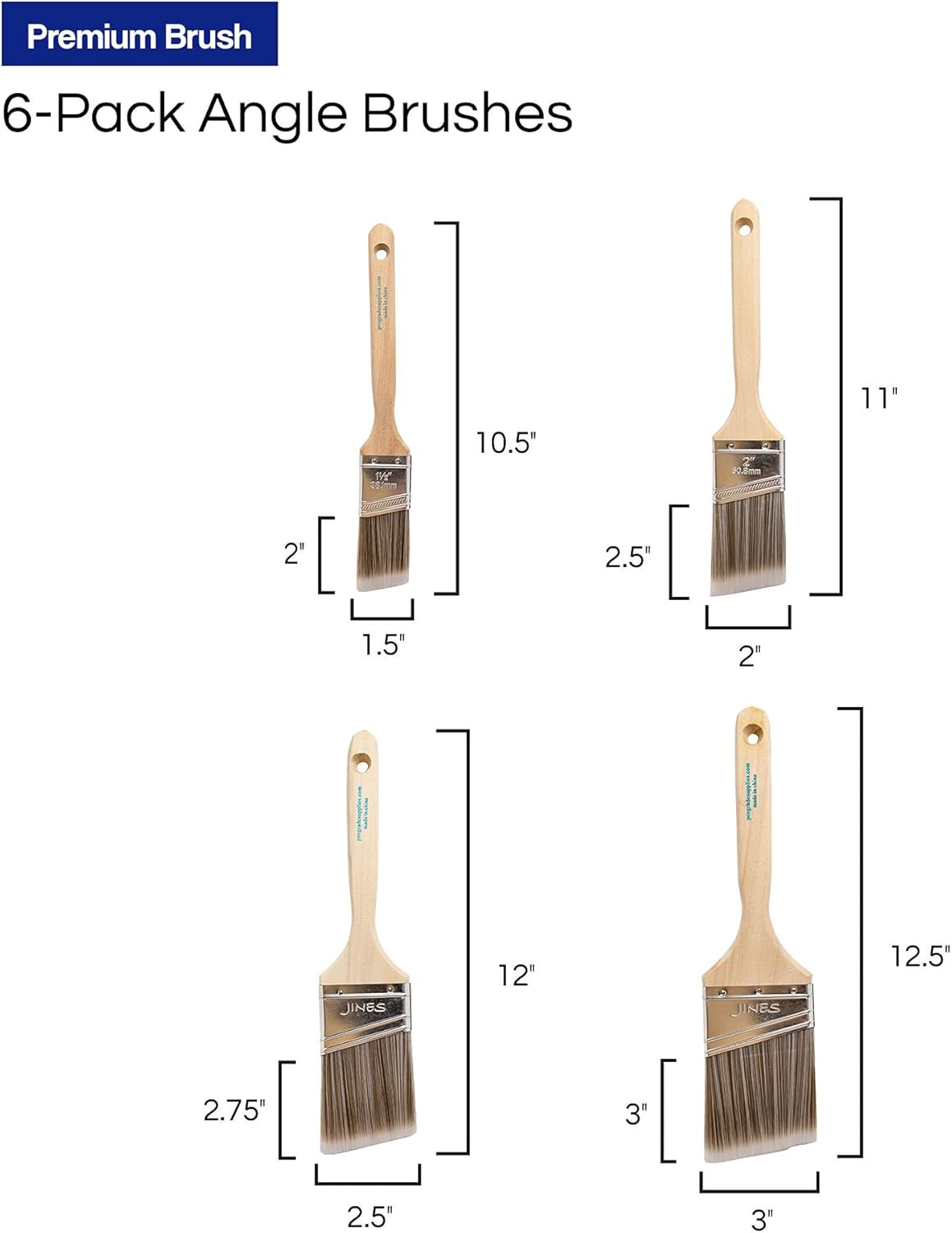 Paint Brushes - (6 Pack) Variety Angle Paint Brushes