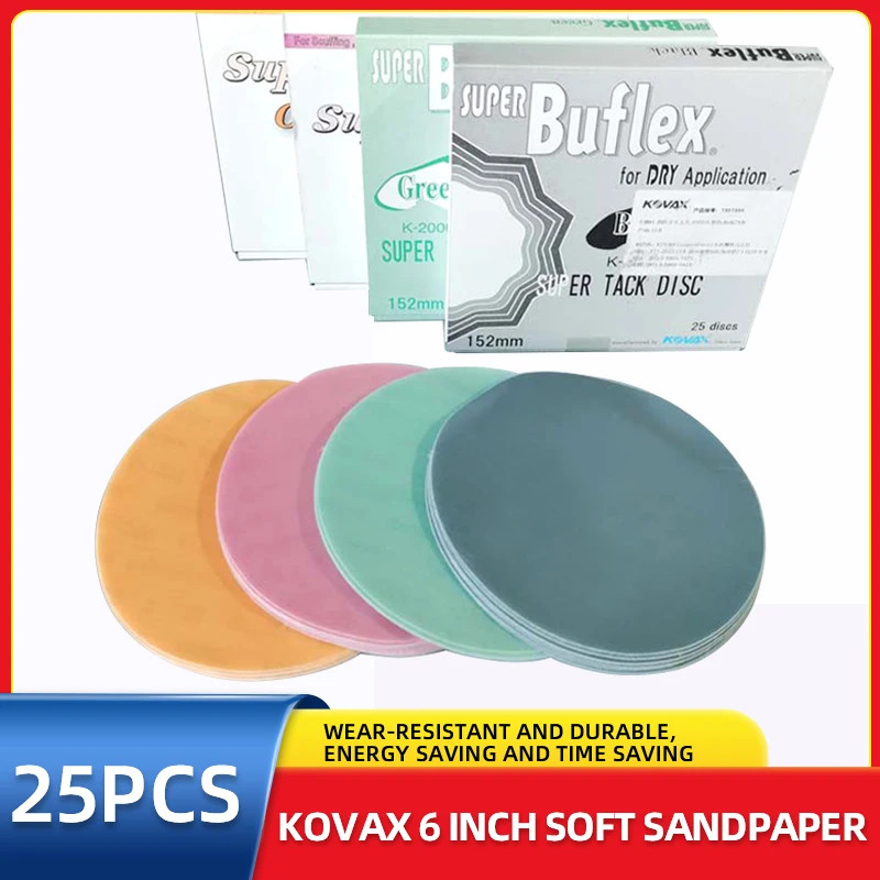 25PCS KOVAX 6 Inch Sandpaper Round Flocking Car Paint Beauty Fine Sanding 150mm