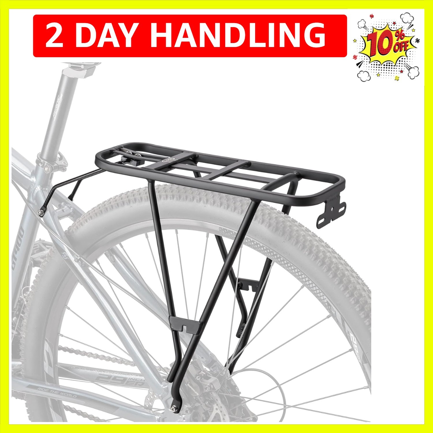 Rear Bike Rack - Bike Cargo Rack for Disc Brake/Non-Disc Brake Mount - 66lbs ...