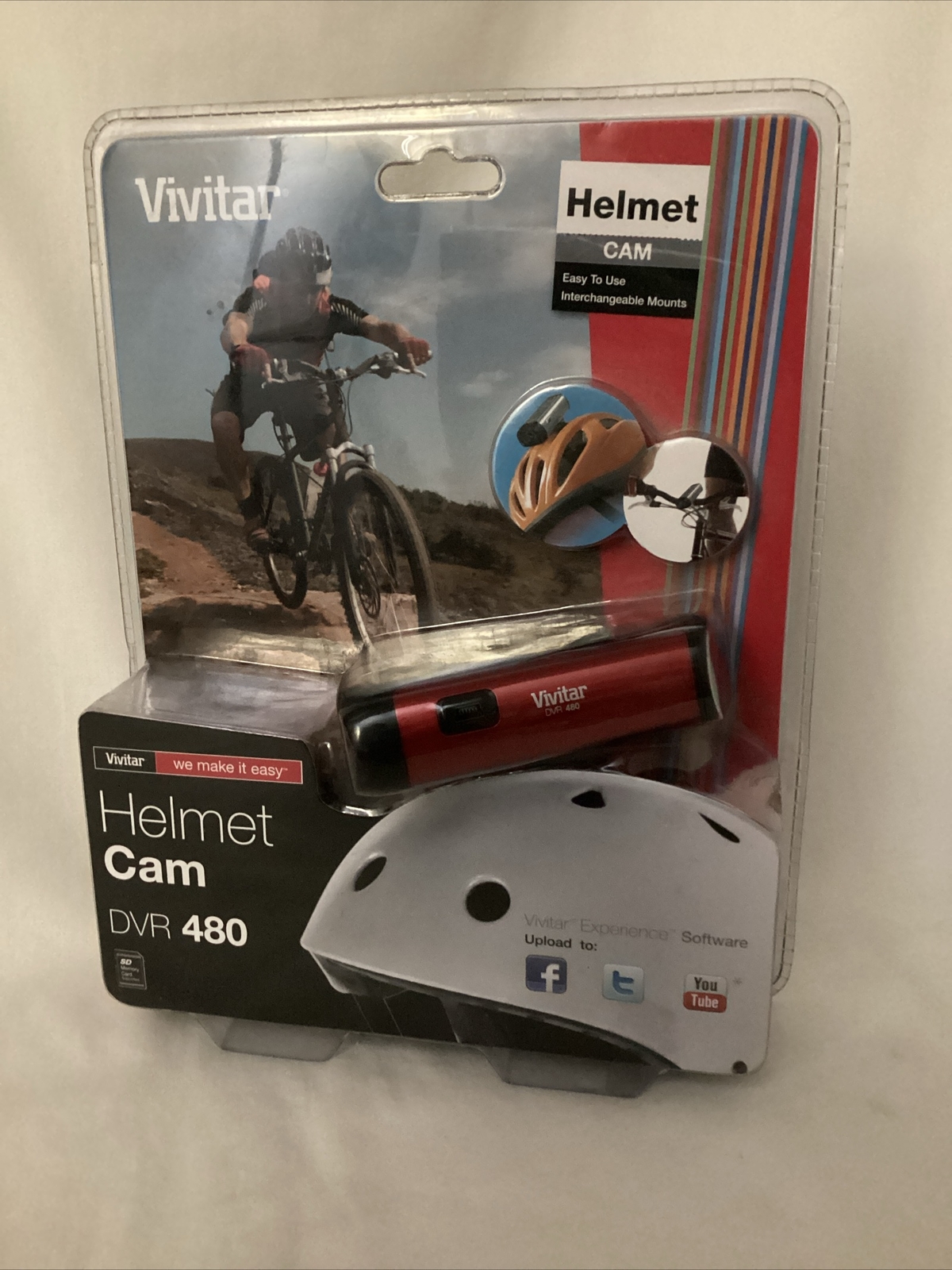 Vivitar DVR 480 Helmet Camcorder - Red - NEW/SEALED