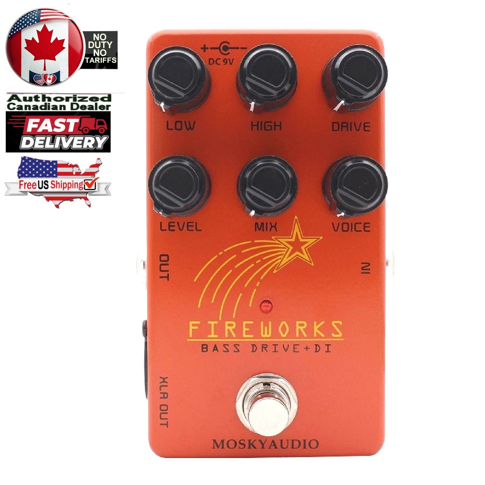 Mosky FIREWORKS Bass DRIVE DI FX Pedal Tube Amplifier Emulation Sound TrueBypass