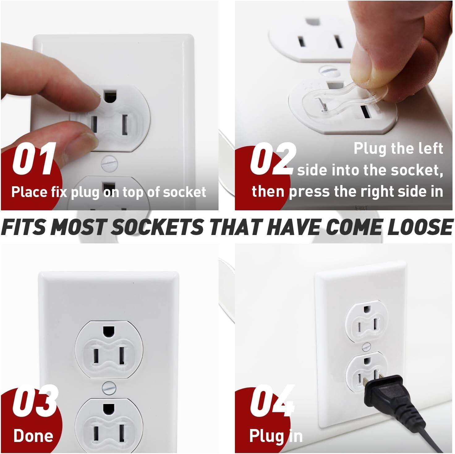 Loose Outlet Repair Plug - 30-Pack Socket Extender for Type A/B Compatibility