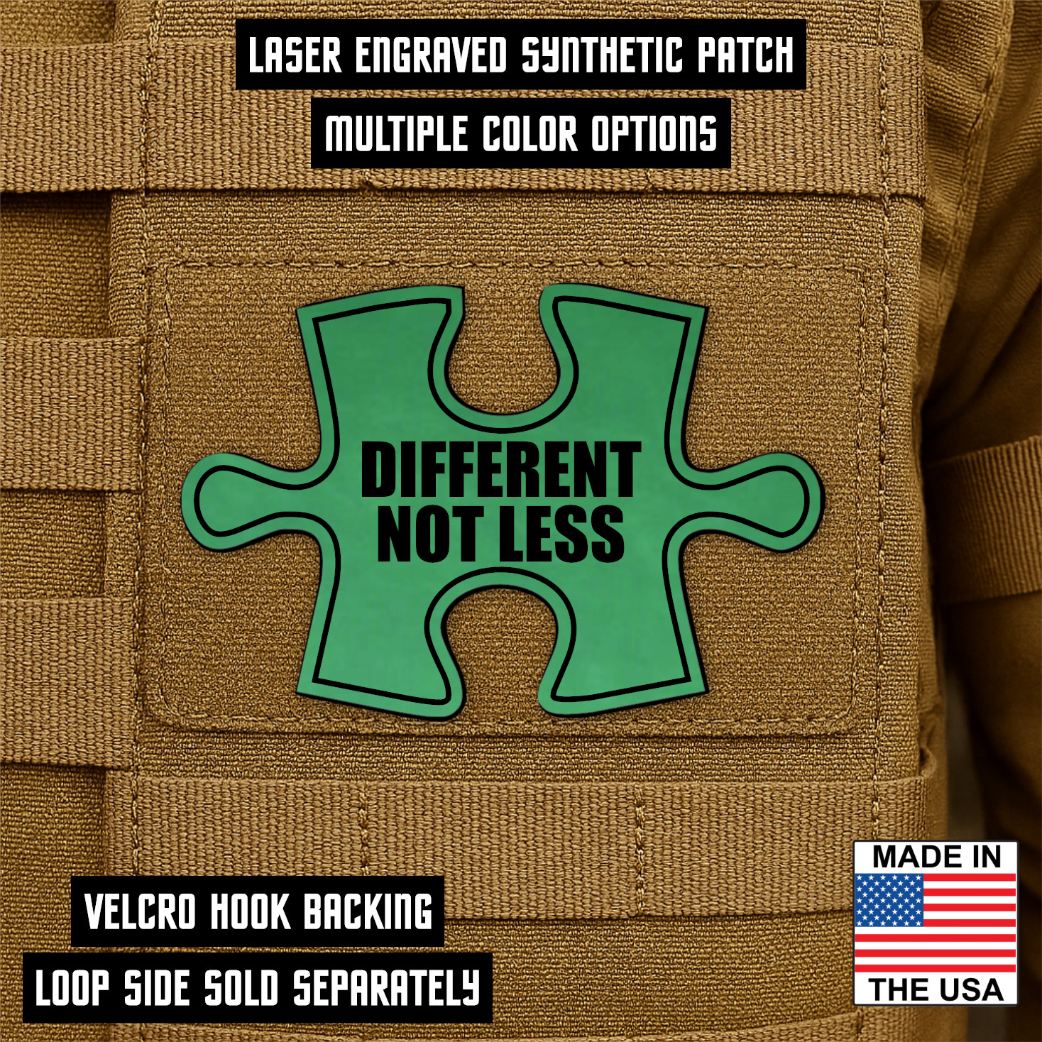 Autism Puzzle Piece Morale Patch, 2" X 3" Hook & Loop Awareness Tactical Patch