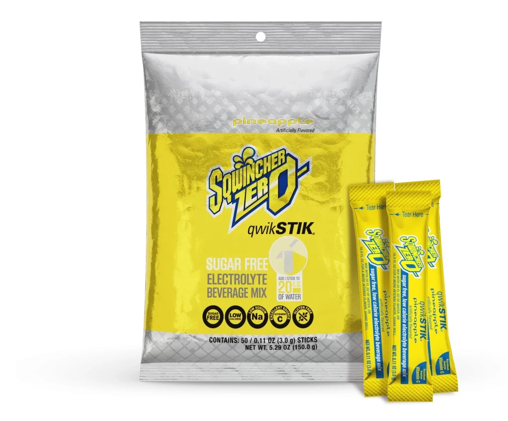 Sqwincher Sugar Dye Free Electrolyte Hydration Sports Powder Drink Mix PINEAPPLE