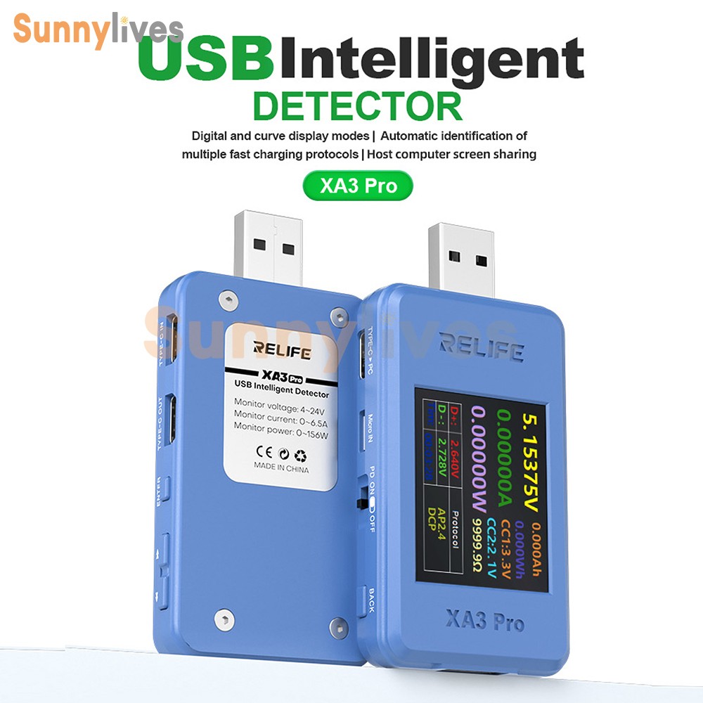 XA3 Pro LCD Digital Voltage Current USB Power Meter Protocol Auto Identification