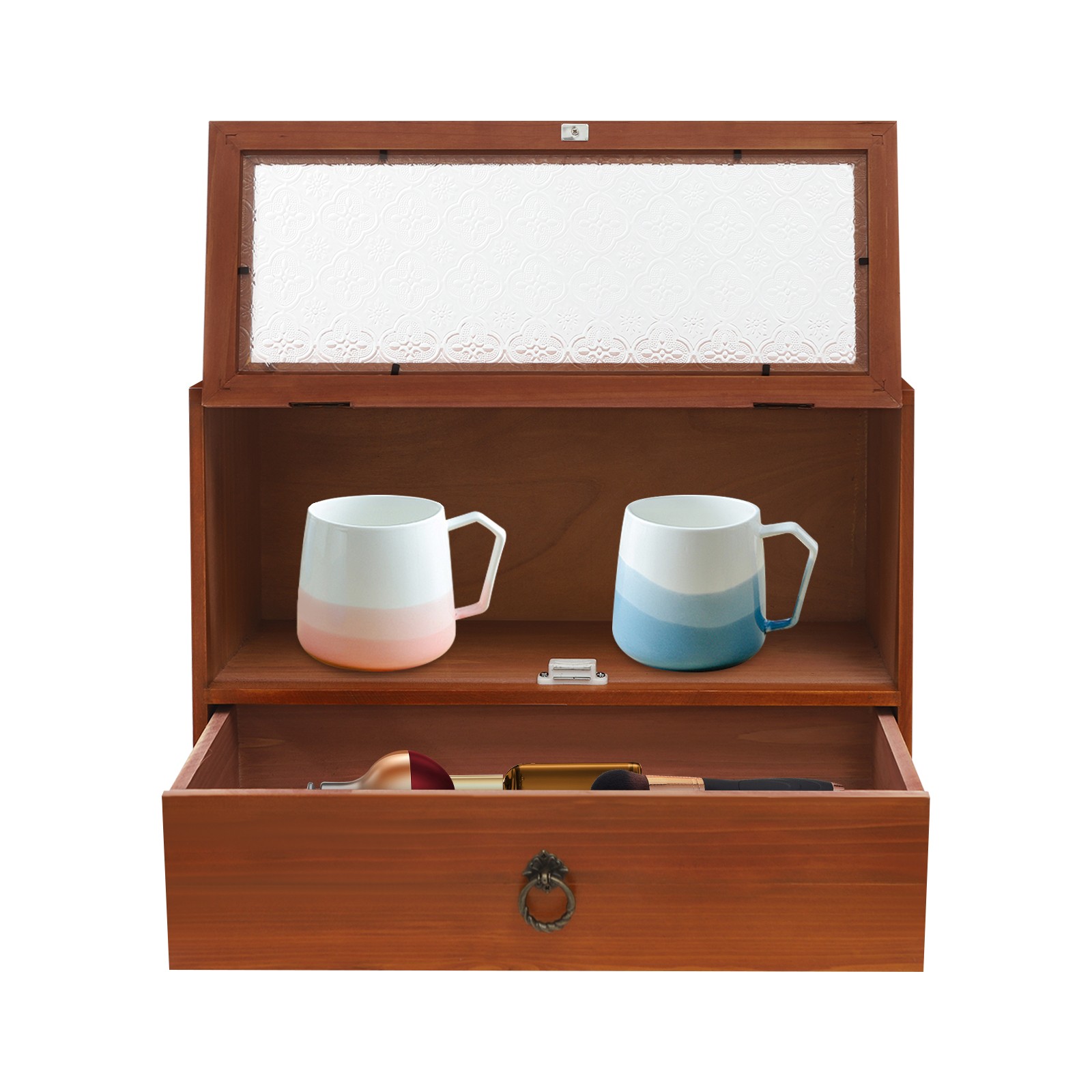 2-tiers Vintage Desk Organizer Tabletop Storage Organization Box For Office