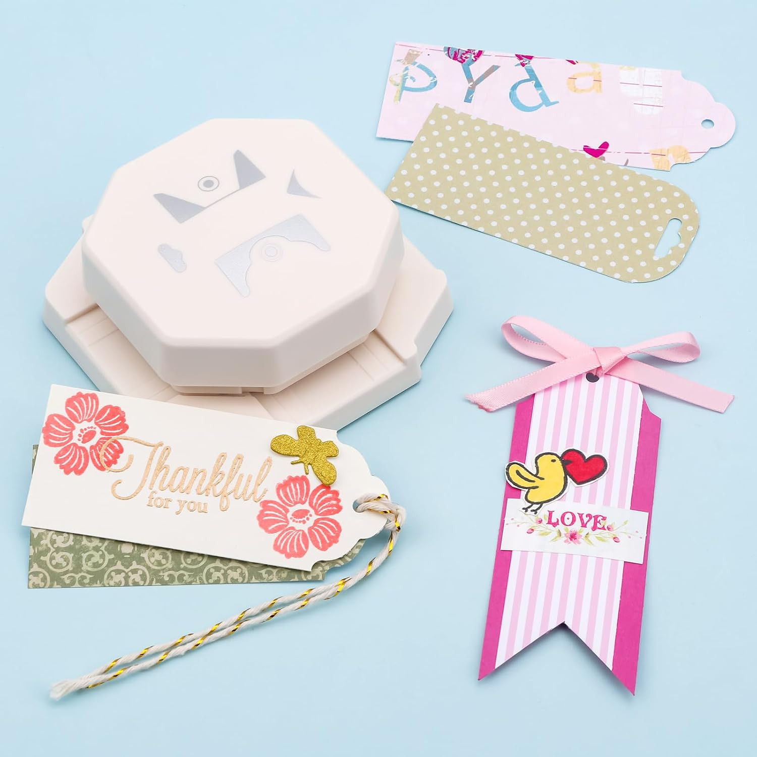 4-in-1 Tag Punch for Paper Crafts, Label Corner Punches for Crafting, DIY Pro...