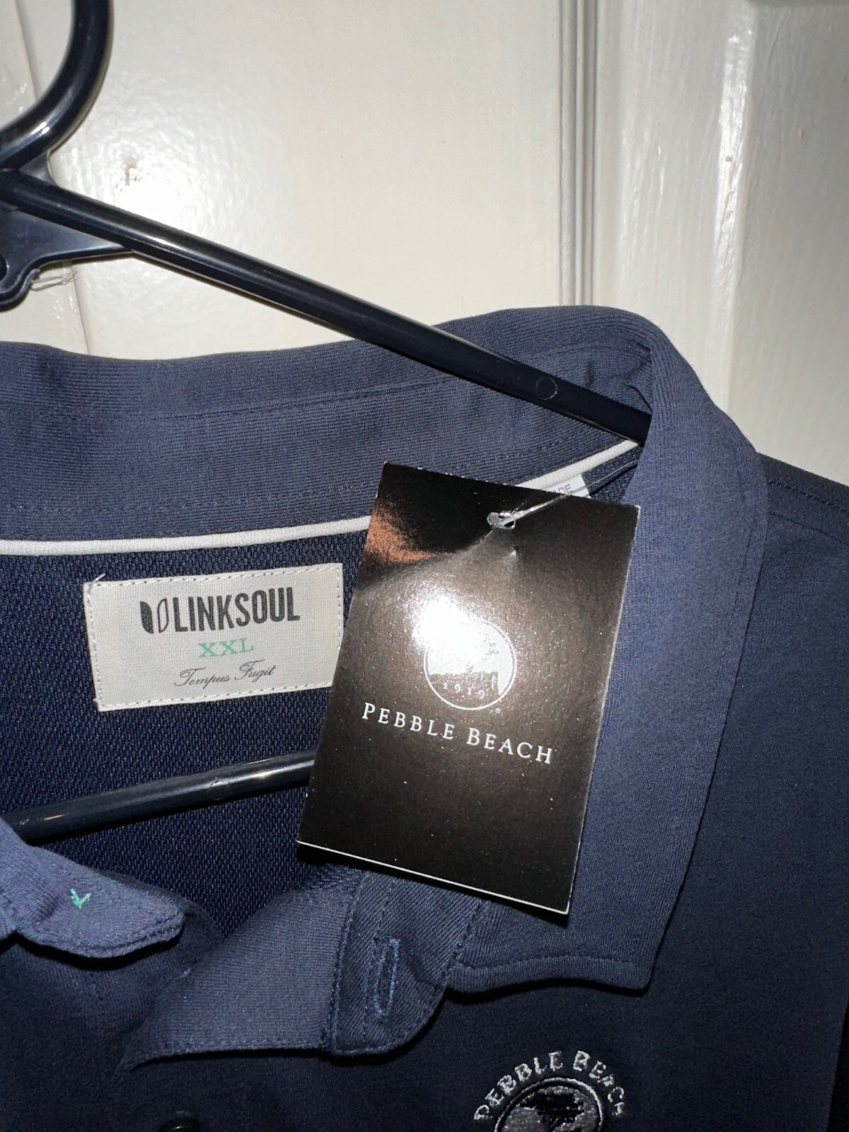 LinkSoul Pebble Beach Golf Links Short Sleeve Polo Shirt Men's XXL Navy - New