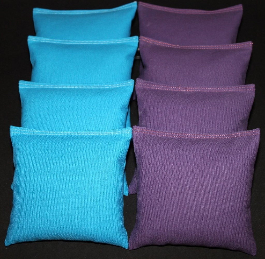 CORNHOLE BEAN BAGS Turquoise Teal & Purple 8 ACA Regulation Corn Hole Toss Bags