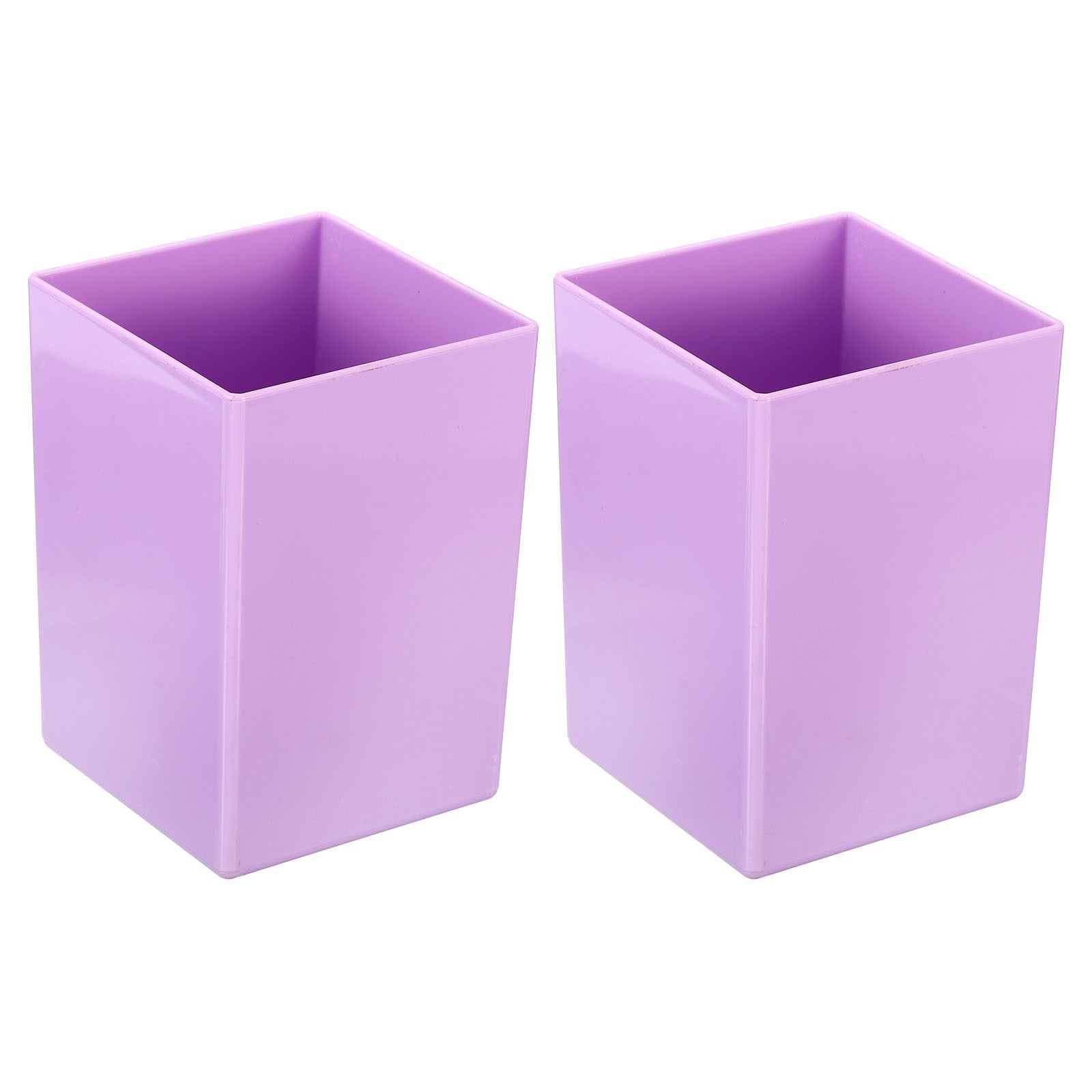 2pcs Pencil Holder, Plastic Makeup Brush Holder Square Desktop Organizer, Purple