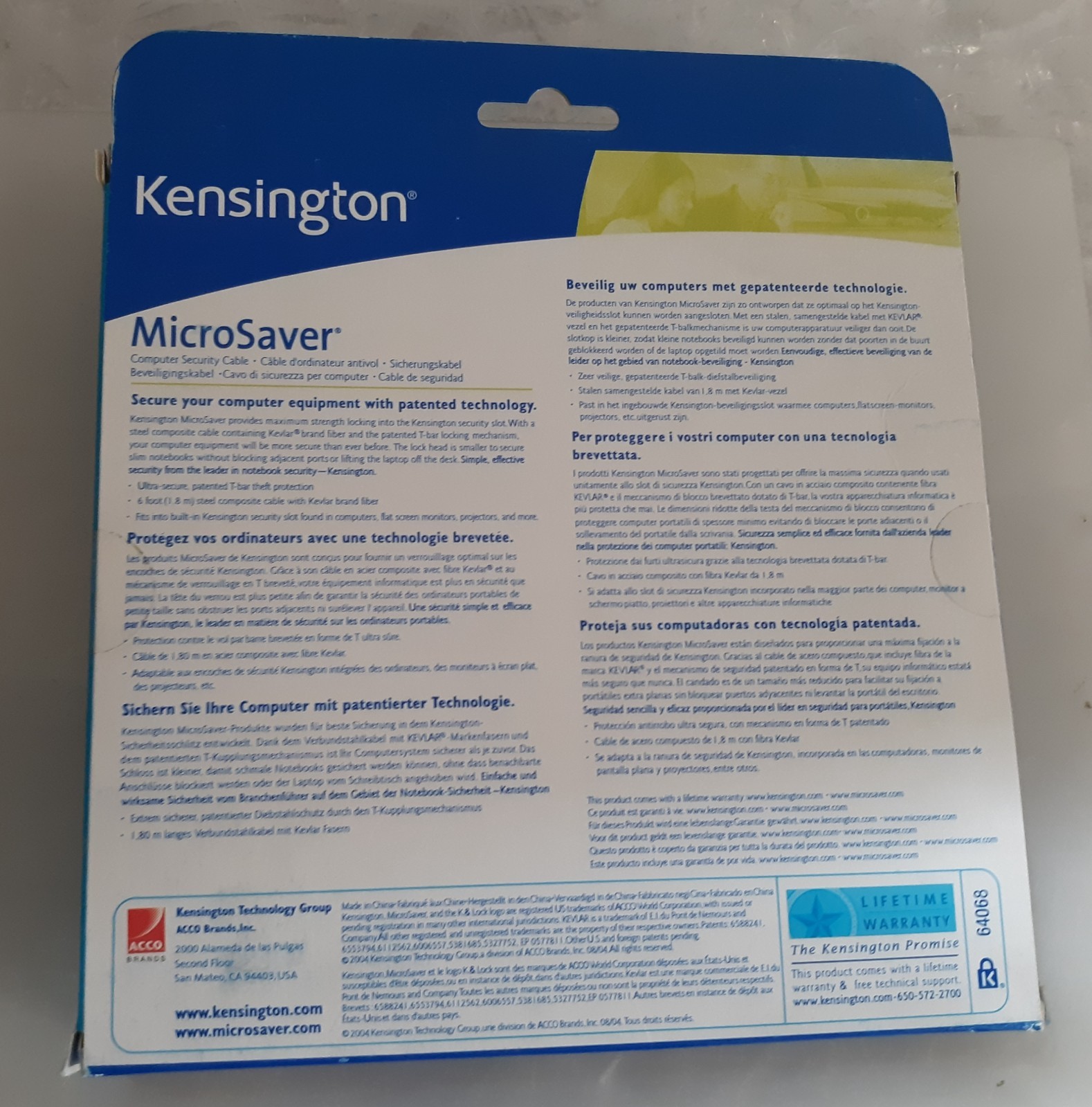 Kensington MicroSaver Notebook Lock 64068E NEW* SEALED*