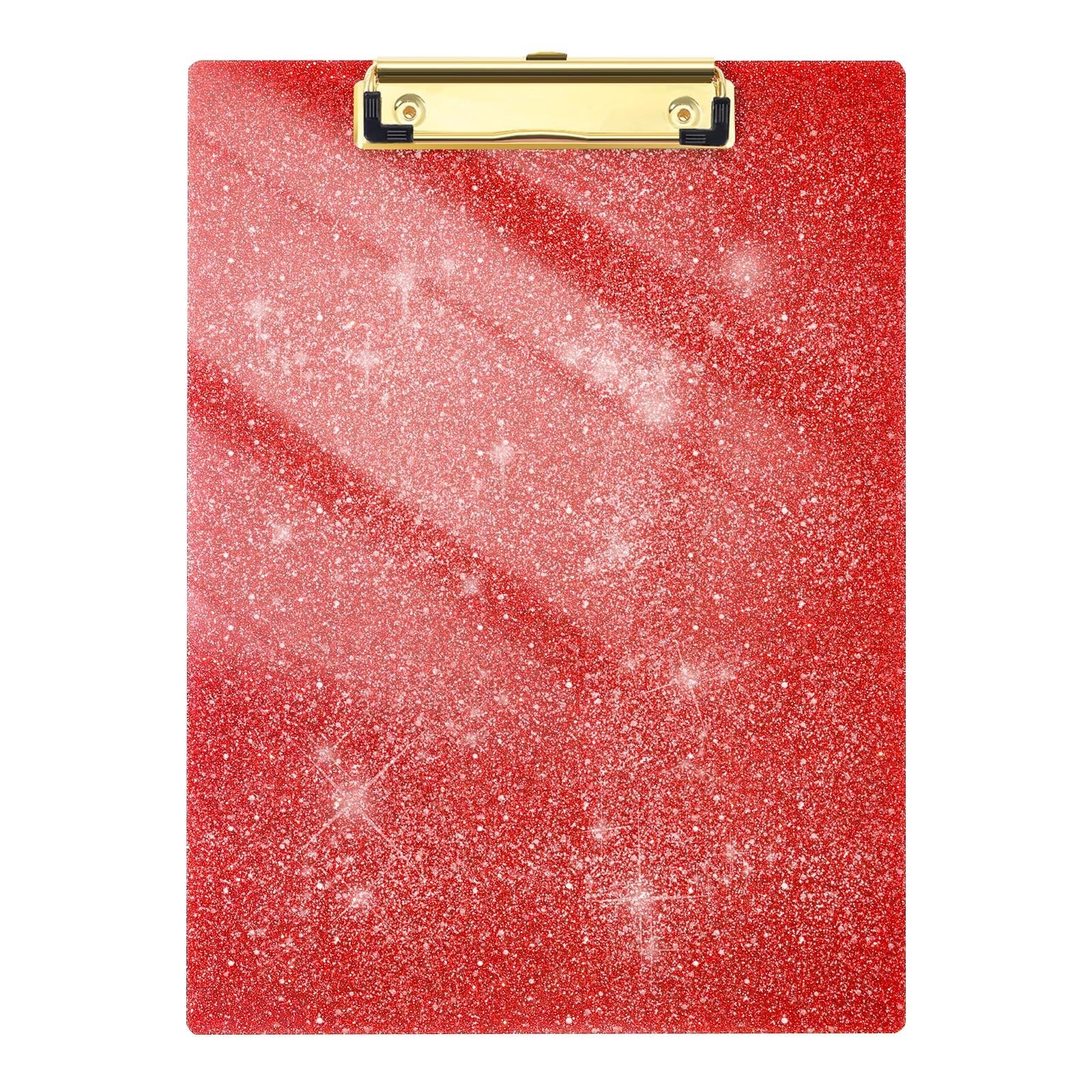 Acrylic Glitter Clipboard, 8.5 x 11 Sparkly Clip Board, Red | Low Profile Gol...