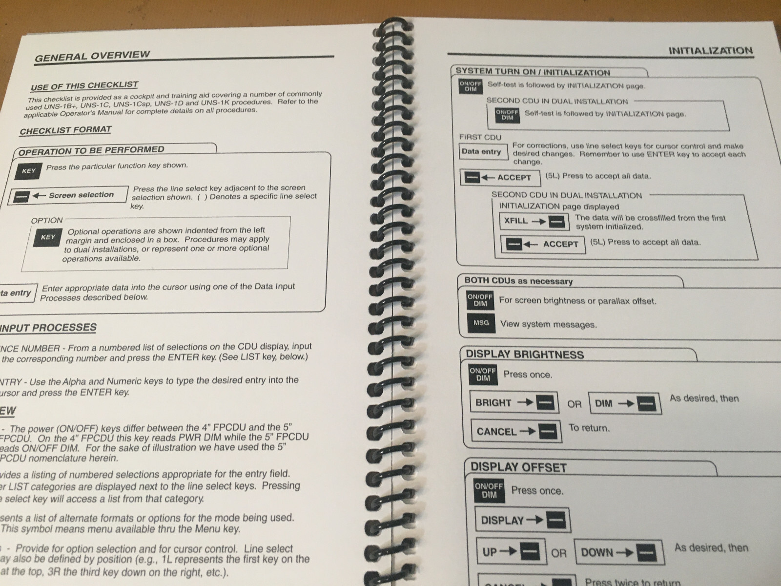 Universal UNS-1, SCN-604, SCN-704 Operator's Checklist