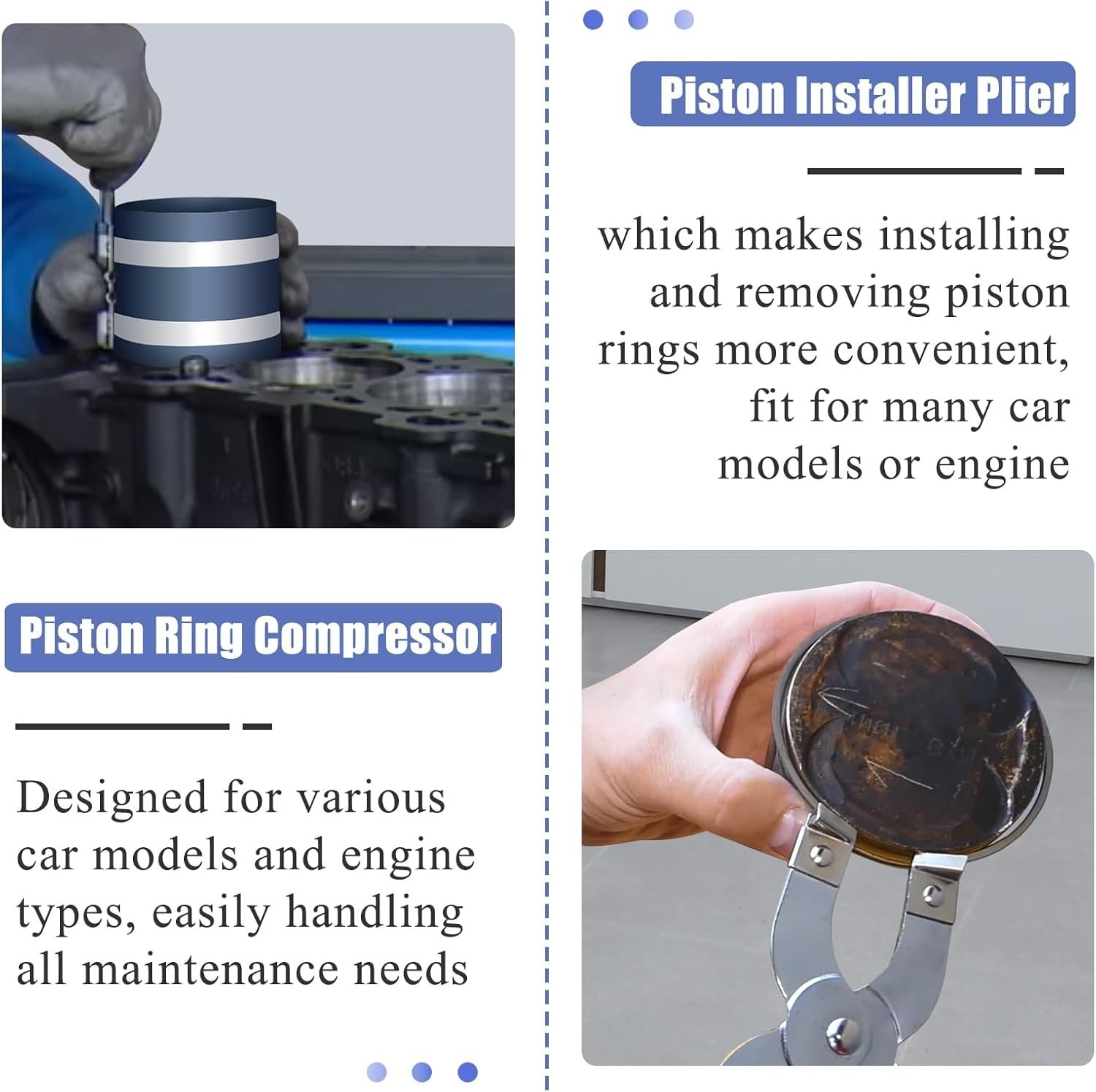 Piston Ring Compressor Installer Removal Tool for Car Engine with Piston Inst...