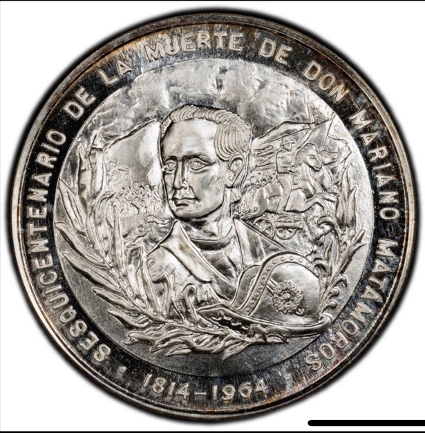 1964 Mexico Silver Grove Medal P-312a Mariano Matamoros PCGS SP66