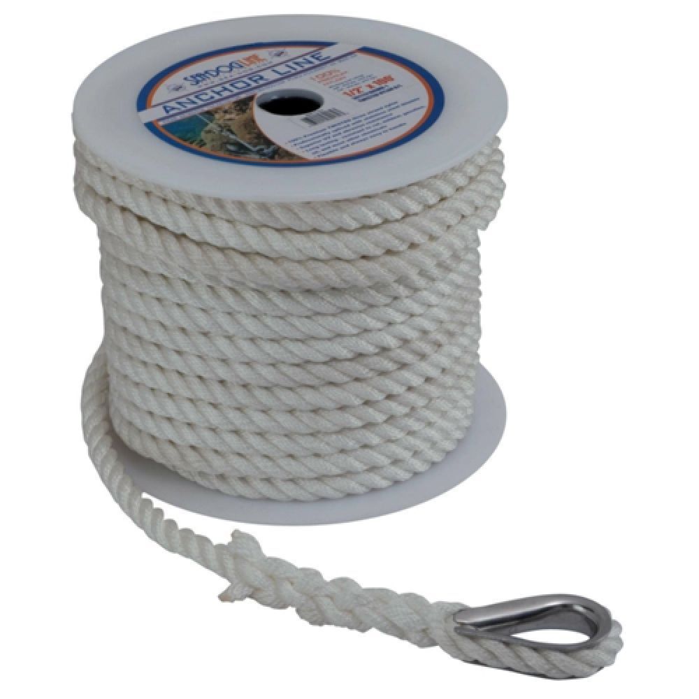 Sea-Dog 301110200WH-1 Twisted Nylon Anchor Line w/Thimble - 3/8" x 200ft White