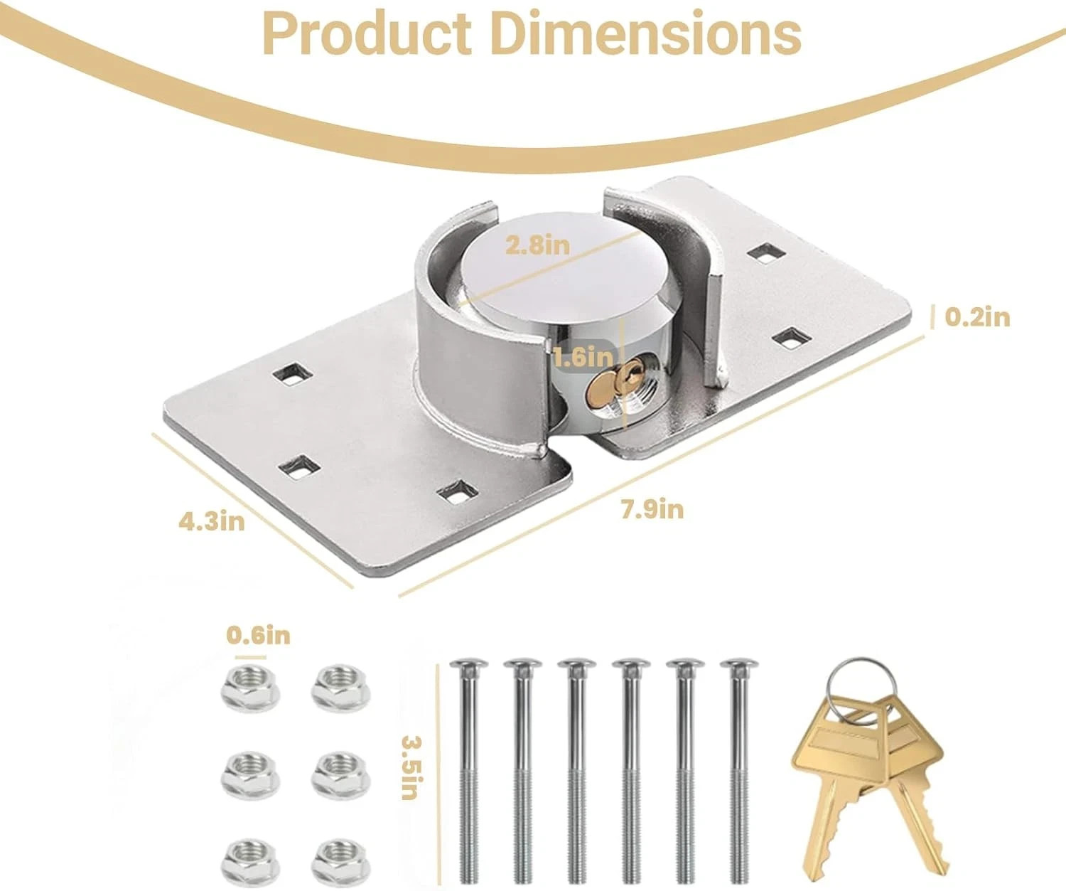 2 Pack Van Door Padlock Keyed Alike Heavy Duty Solid Steel Hasp 73MM Garage Shed