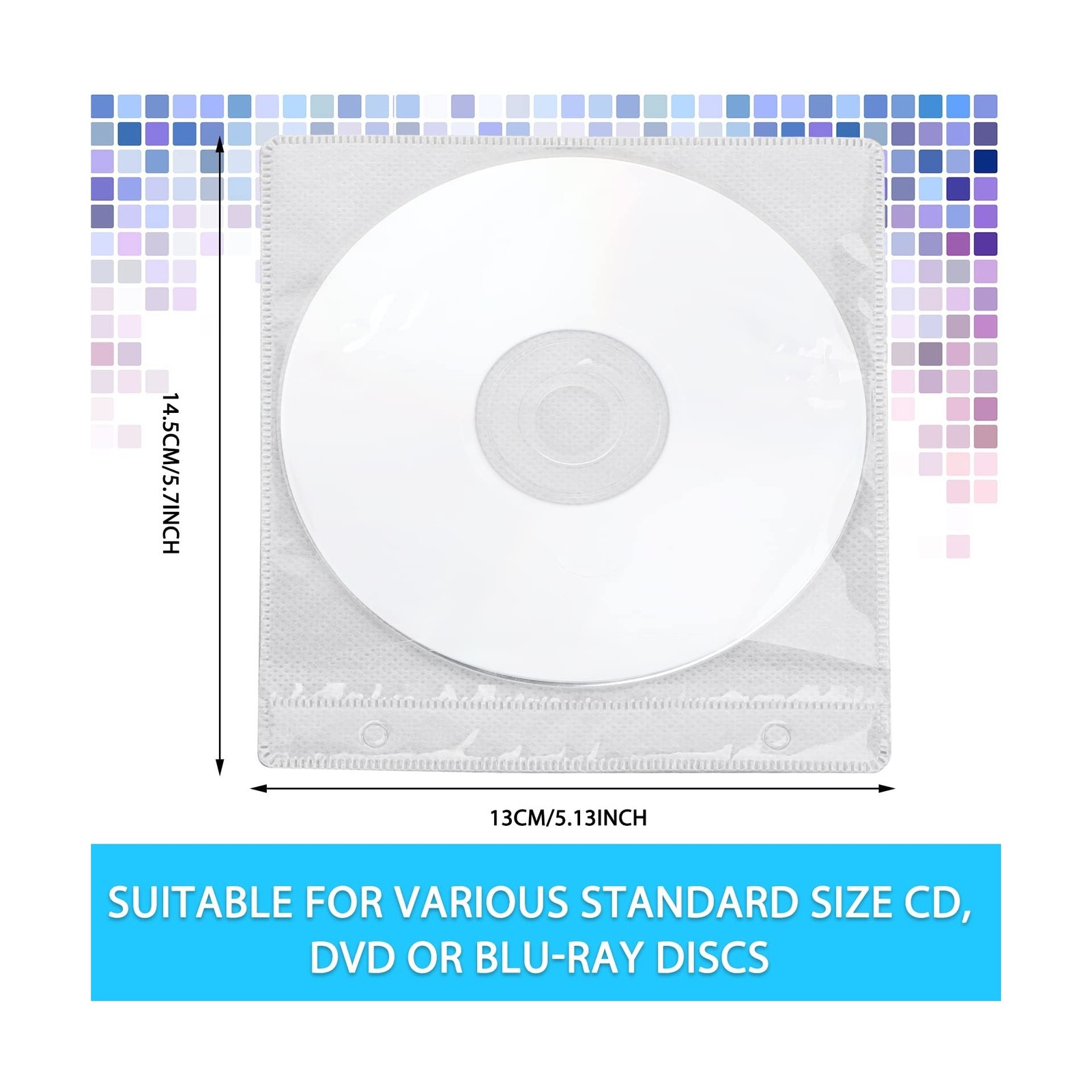 Harloon 200 Pcs Cd DVD Sleeves Envelopes Bulk Double Sided Refill Plastic Dis...
