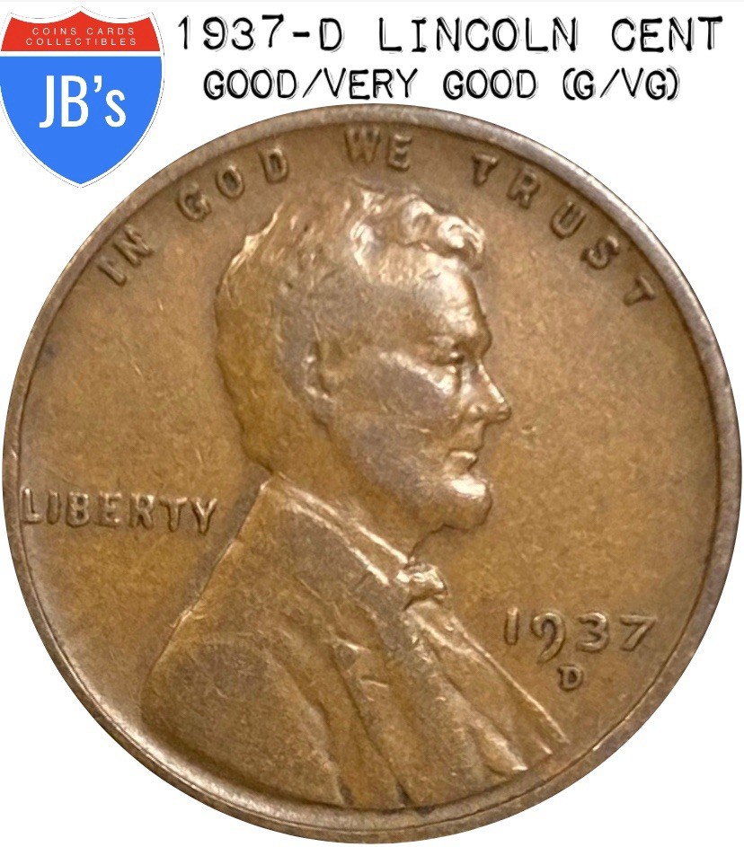 1937-D Lincoln Wheat Cent Penny 1c - Circulated Good/Very Good (G/VG)