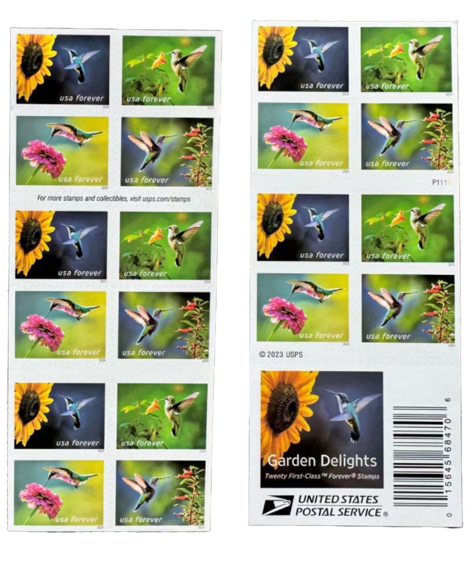 1 Book=20 First Class Forever USPS Garden Delights Stamps -Ships from Jax, FL