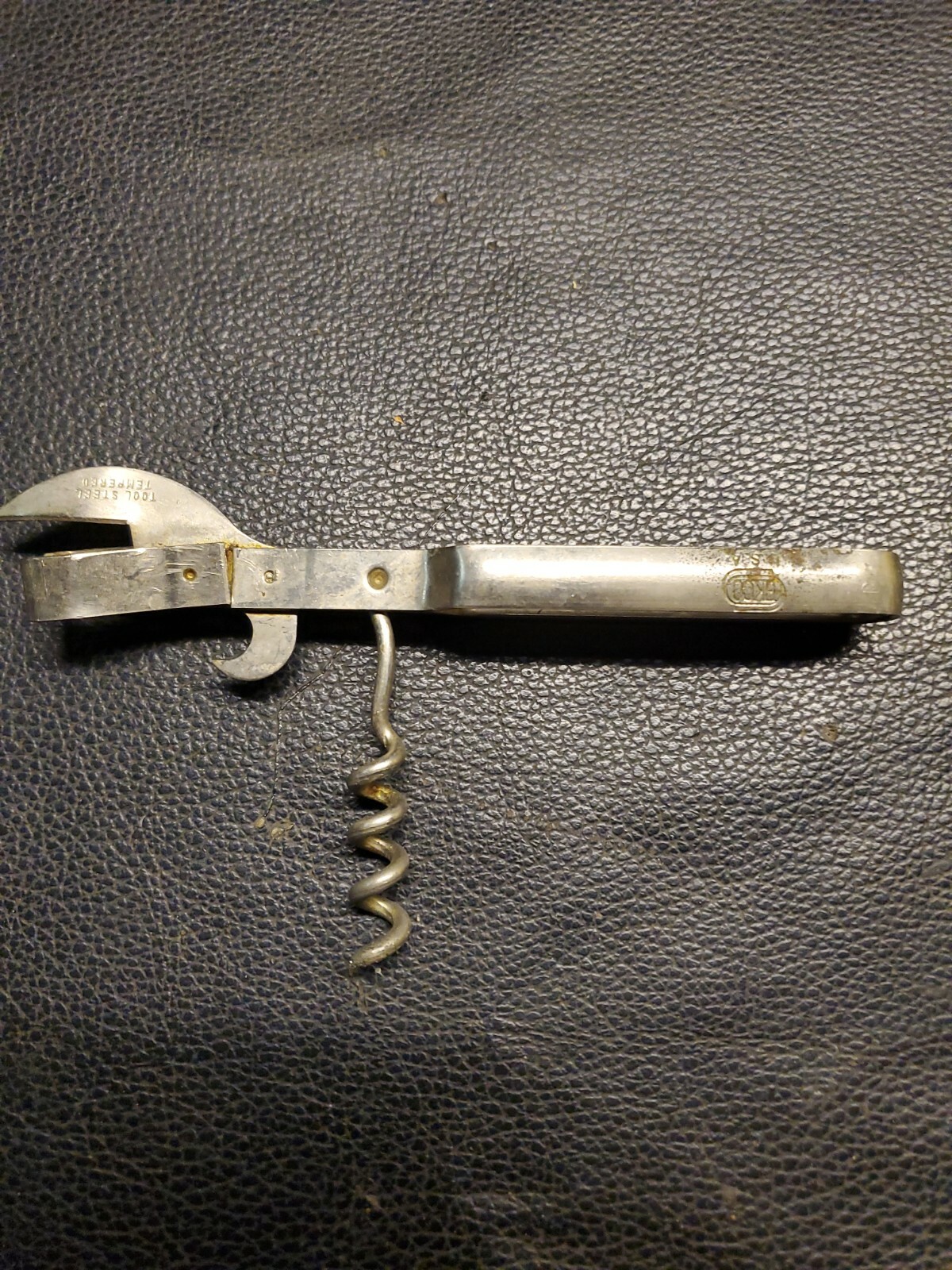 VINTAGE EKCO Bottle/Can Opener with Corkscrew #35C Tempered Tool Steel-USA Made