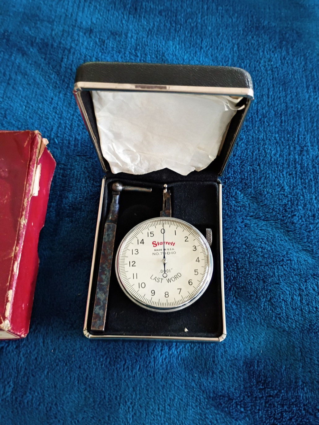 Vintage Starrett No 711-D-10 Last Word Dial Test Indicator Works Fine.