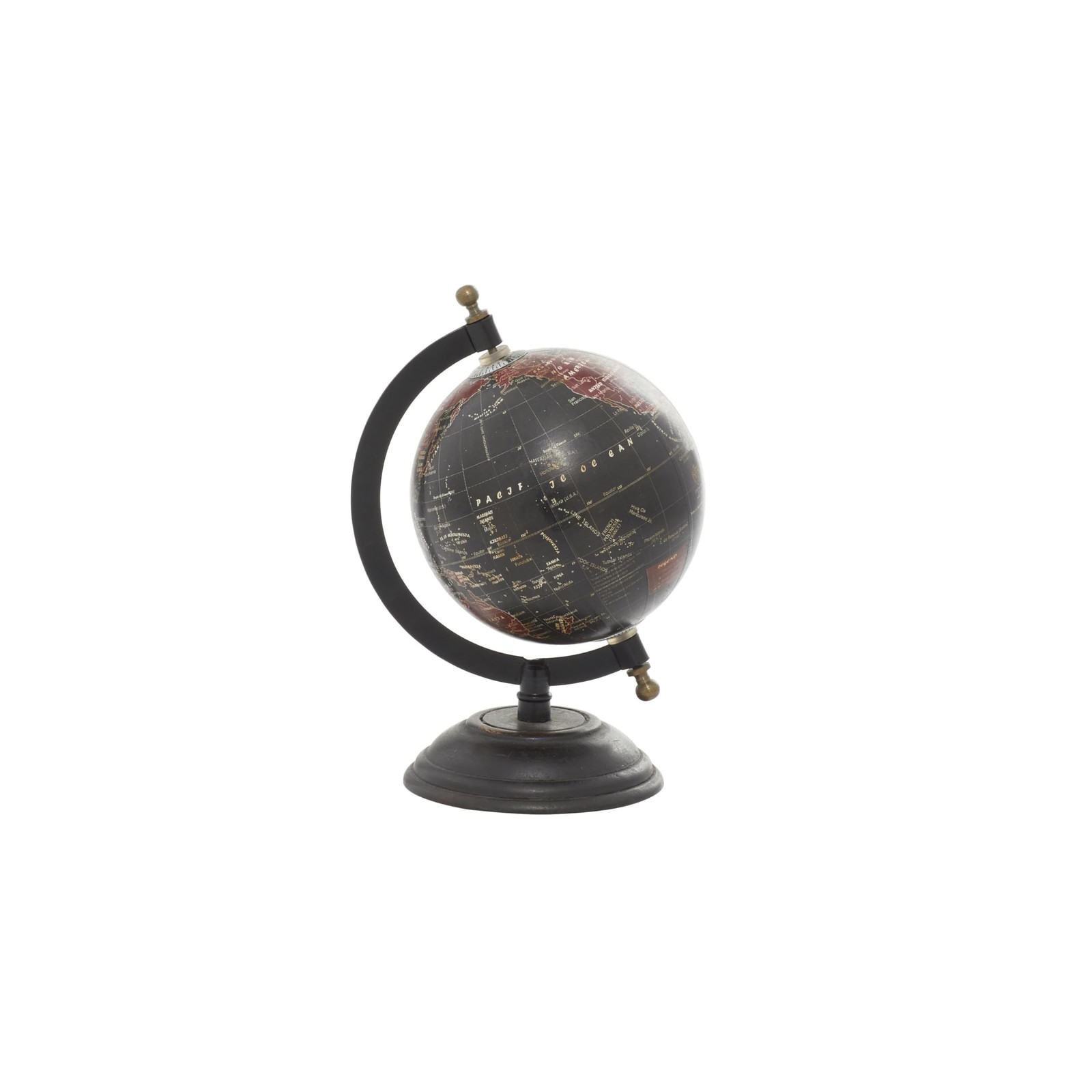 Mango Wood Globe, 6" x 5" x 9", Black